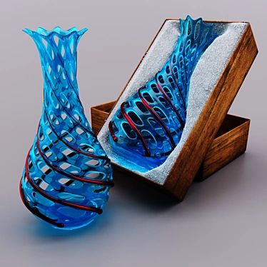 Designer Turquoise Glass Vase 3D model image 1 