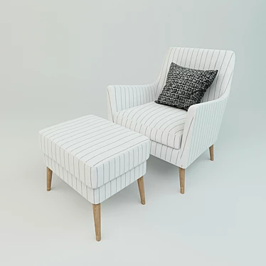 Stylish White Armchair with Ottoman 3D model image 1 
