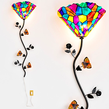 Tiffany Butterfly Wall Lamp 3D model image 1 