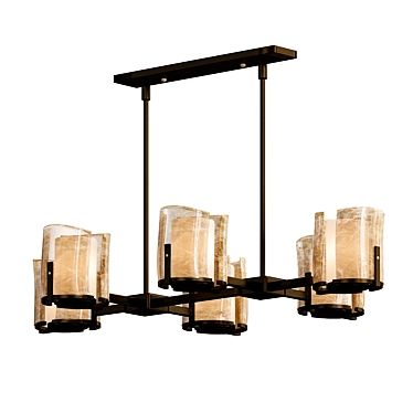 Elegant Aris 6-Light Bronze Chandelier 3D model image 1 