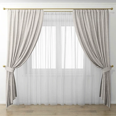 Elegant Window Curtains 3D model image 1 