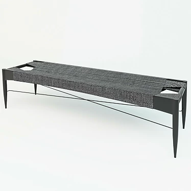 Sleek Black Bench 3D model image 1 