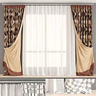 Elegant Curtains - House Textiles Collection 3D model image 1 