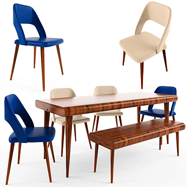 4-Piece Table Chair Set 3D model image 1 