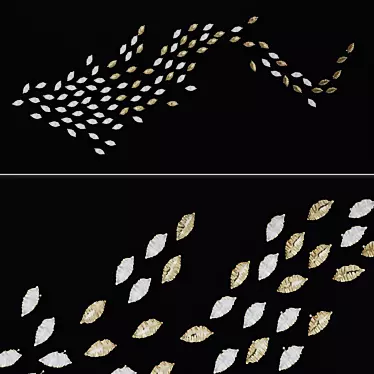 Golden Leaf Porcelain Wall Art 3D model image 1 