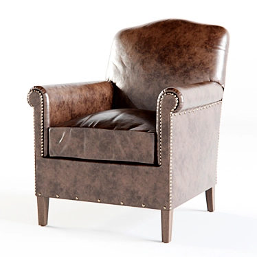 Vintage French Leather Club Chair 3D model image 1 