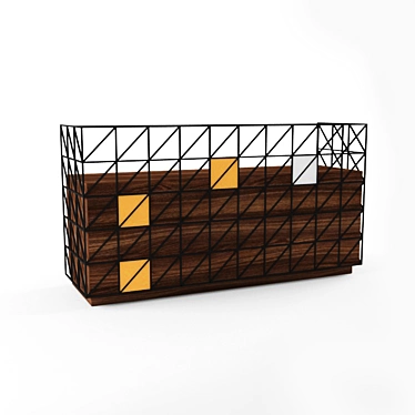 Modern Wood and Metal Reception Table 3D model image 1 