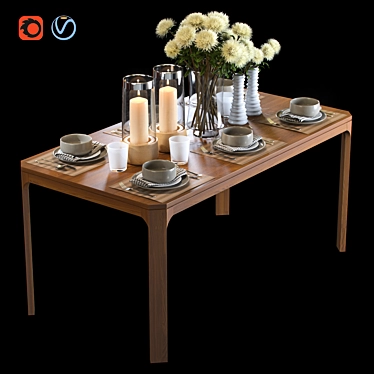 Dining table with filling and bouquet