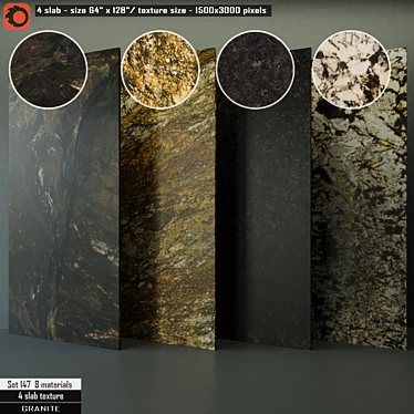 Premium Granite Slab Set 3D model image 1 