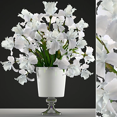 Elegant White Iris Bouquet 3D model image 1 