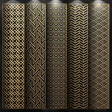 Elegant Brass Geometric Partition 3D model image 1 