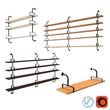 Modern Modular Shelf System - Gubi Etageres Mategot 3D model image 1 