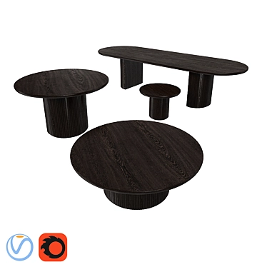 Gubi Moon Set: Stylish Tables in Various Sizes 3D model image 1 