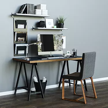 Sleek Office Setup: Linnmon/ Odvald Workplace Table 3D model image 1 