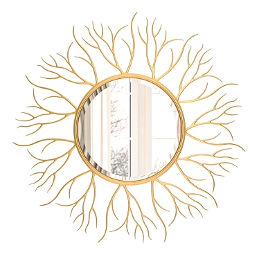 Golden Twig Mirror - Large Round 110 cm 3D model image 1 