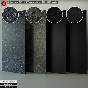 Premium Granite Slabs: 4-Piece Set, CORONA Renderer 3D model image 1 