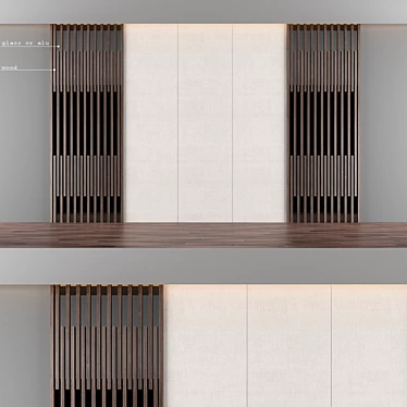 Elegant Wood Panel and Cloth 3D model image 1 