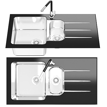 Glossy Black Glass Kitchen Sink 3D model image 1 