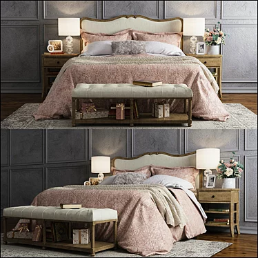 Elegant Claremont Bed from Pottery Barn 3D model image 1 