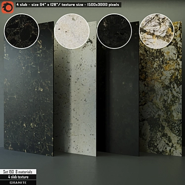 Luxury Granite Slabs: 4-Piece Set 150 3D model image 1 