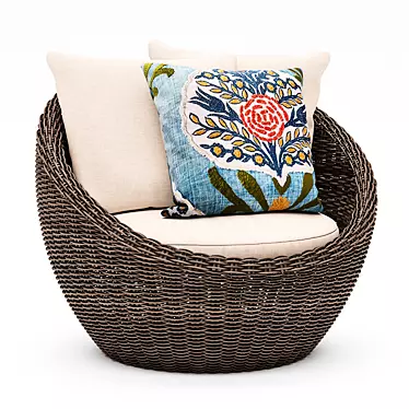 Torrey Wicker Papasan Chair, Espresso 3D model image 1 