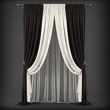 Modern Style Curtains: Polys 157396 / Verts 159205 3D model image 1 