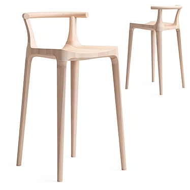 Sleek Beech Stool - Elka 3D model image 1 