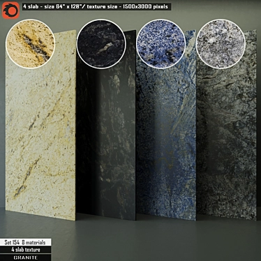 Granite Slab Set: High-Res, 8 Materials 3D model image 1 
