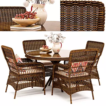 Georgia Garden Rattan Dining Set 3D model image 1 