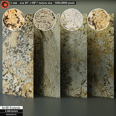 Exquisite Granite Slab Set 3D model image 1 