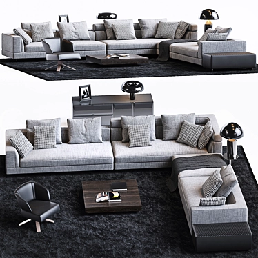 Minotti Alexander Sofa Set with Creed Chair 3D model image 1 