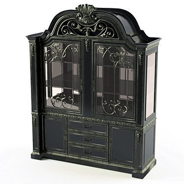 Shadowed Elegance: Gothic Black Sideboard 3D model image 1 