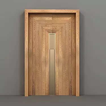  Custom Oak Wood Double-Faced Doors 3D model image 1 