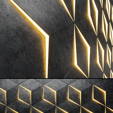 Illuminated Stone Wall Panel 3D model image 1 