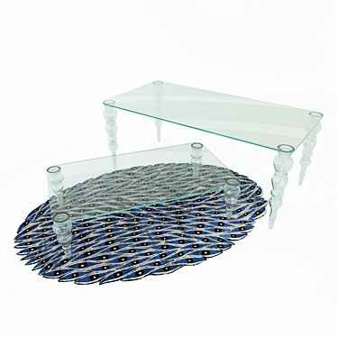 Contemporary Glas Italia Table & Customizable Rug 3D model image 1 