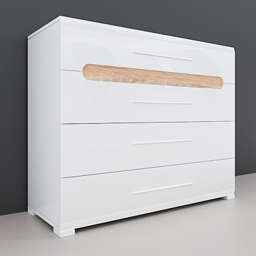 Bianco Chest - Glossy White Oak 3D model image 1 