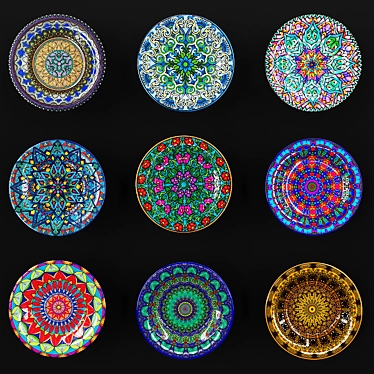 Mandala-Inspired Decorative Plate 3D model image 1 