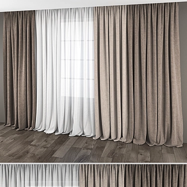 Elegant Drapes & Sheer in Assorted Fabrics 3D model image 1 