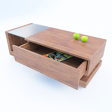 Elegant Walnut Coffee Table 3D model image 1 