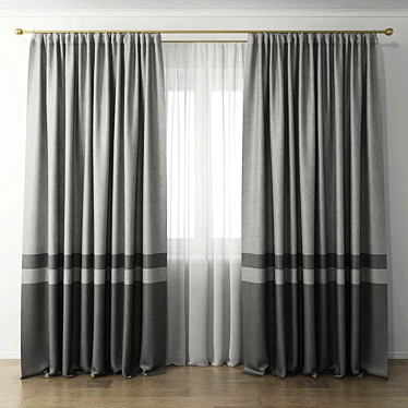 Sheer Elegance Curtain Set 3D model image 1 