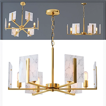 Marble Square Chandelier: Elegant Loft Lighting 3D model image 1 