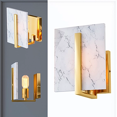 Modern Square Marble Wall Lamp 3D model image 1 