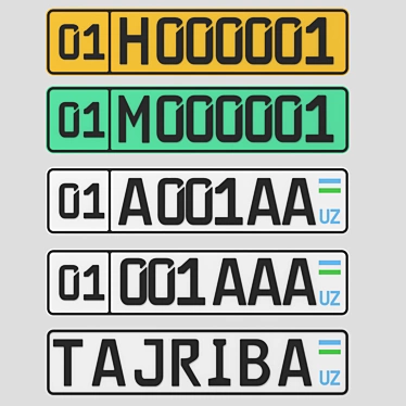 Uzbekistan Automobile Registration Numbers 3D model image 1 