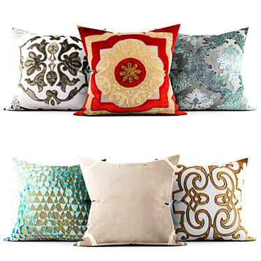 Elegant Throw Pillows 3D model image 1 