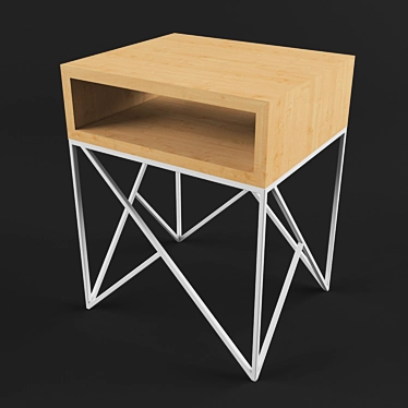 Prince White Dark Oak Bedside Table 3D model image 1 