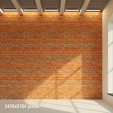 Vintage Red Clay Brick Wall 3D model image 1 