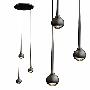 Elegant Trio Round Suspension Lamp 3D model image 1 