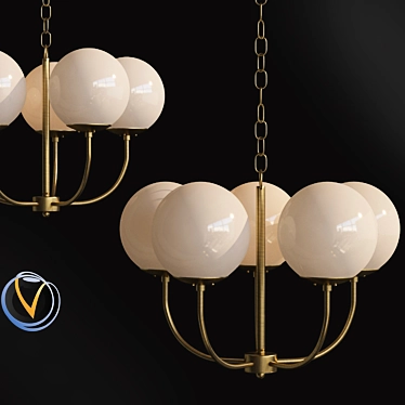 Antique Brass Oval Chandelier 3D model image 1 