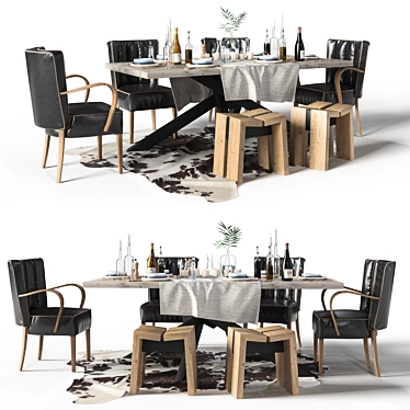 DIALMA BROWN Recycled Wood Dining Set 3D model image 1 