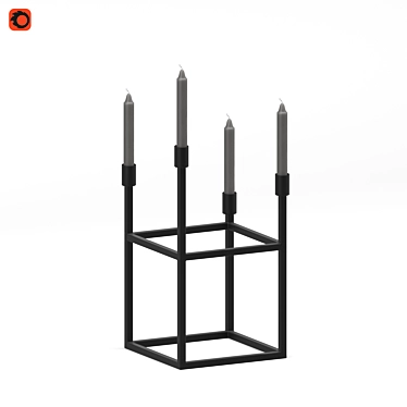 Elegant Steel Candlestick 3D model image 1 